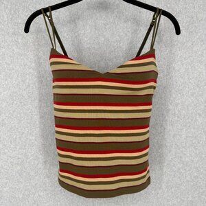 One Step Up VTG Bra Tank Top Size L Striped Crop 90s Y2K Adjustable Casual